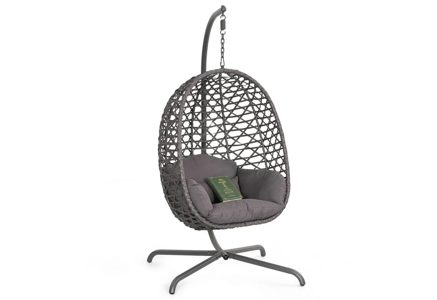 Avestar Hängesessel Outdoor-Schaukel Eiform Grau mit Kissen - Bild 3