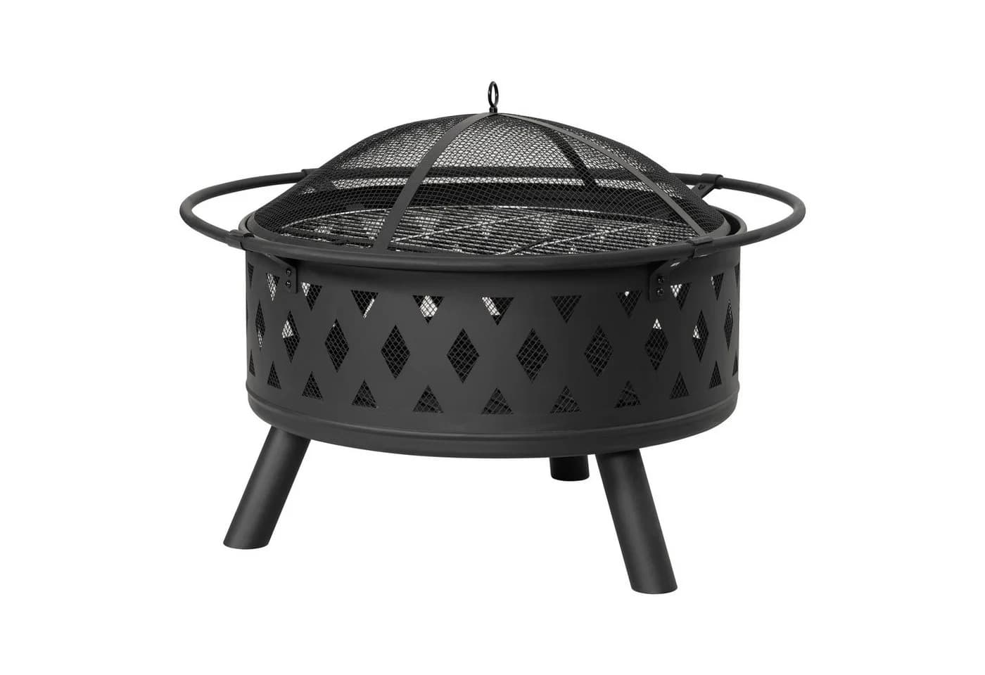 Avestar Runde Gartenfeuerstelle mit Abdeckung & Funken-Schutzdeckel