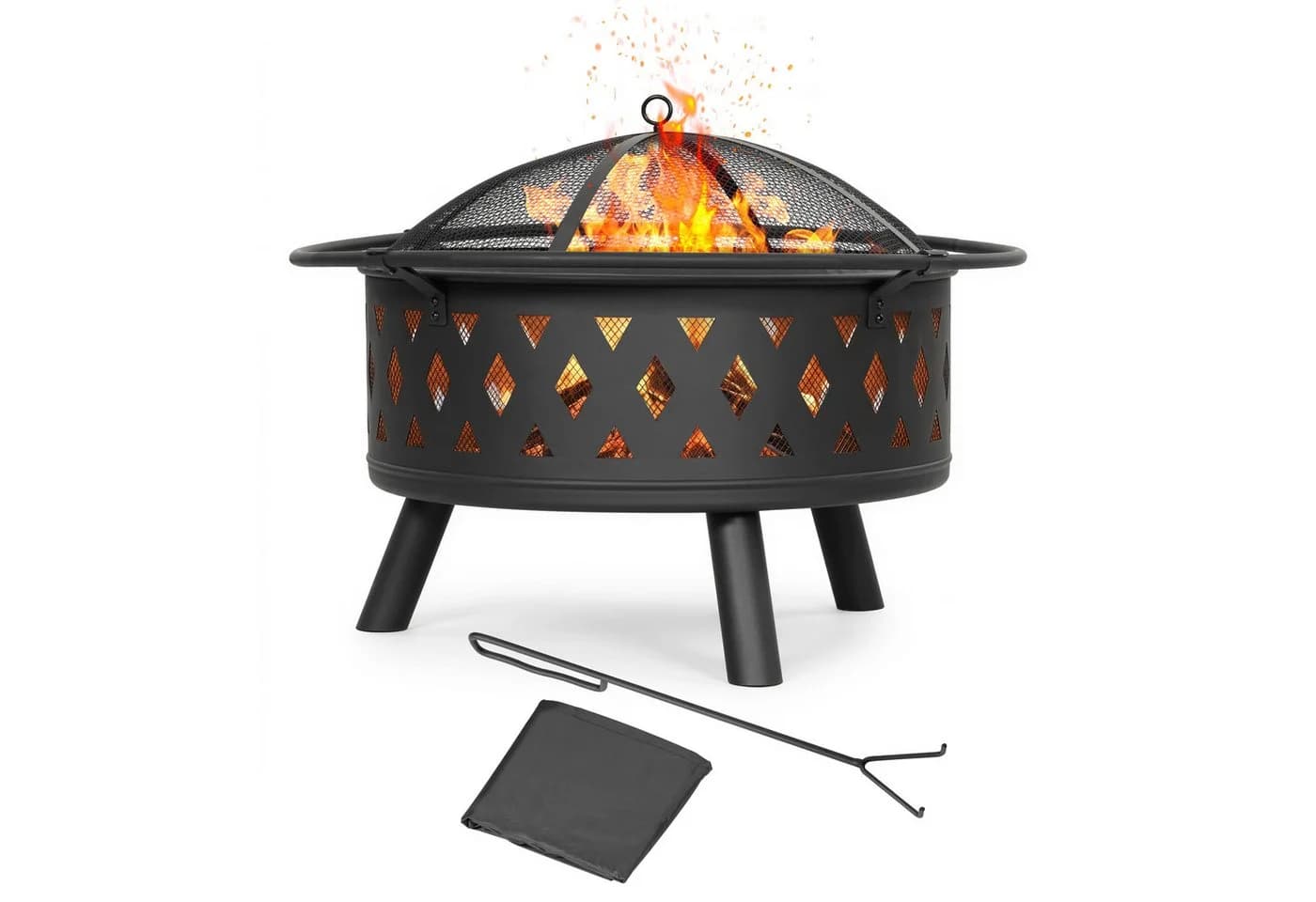 Avestar Runde Gartenfeuerstelle mit Abdeckung & Funken-Schutzdeckel - Bild 3