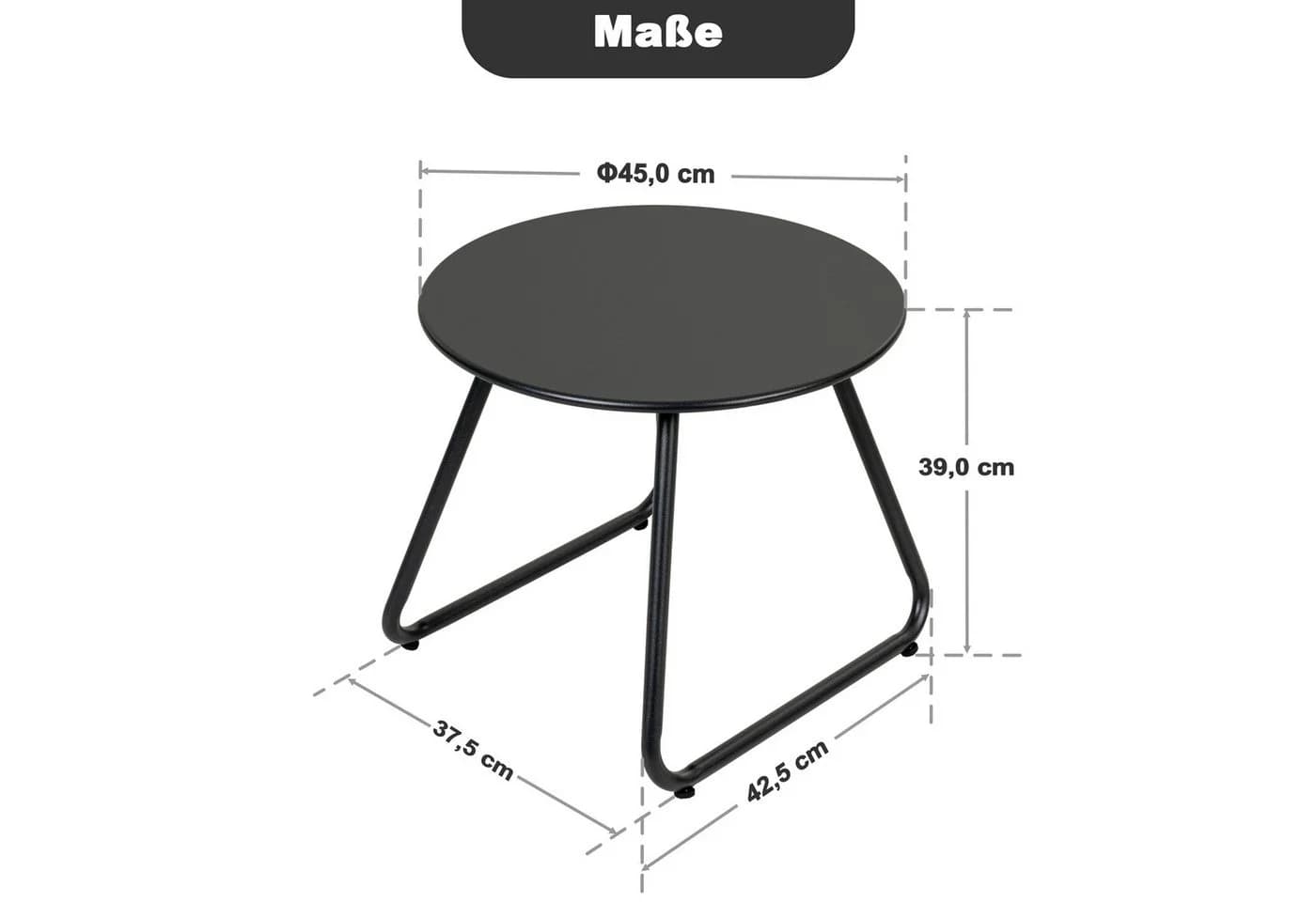 Avestar Beistelltisch 45 cm rund schwarz Metall