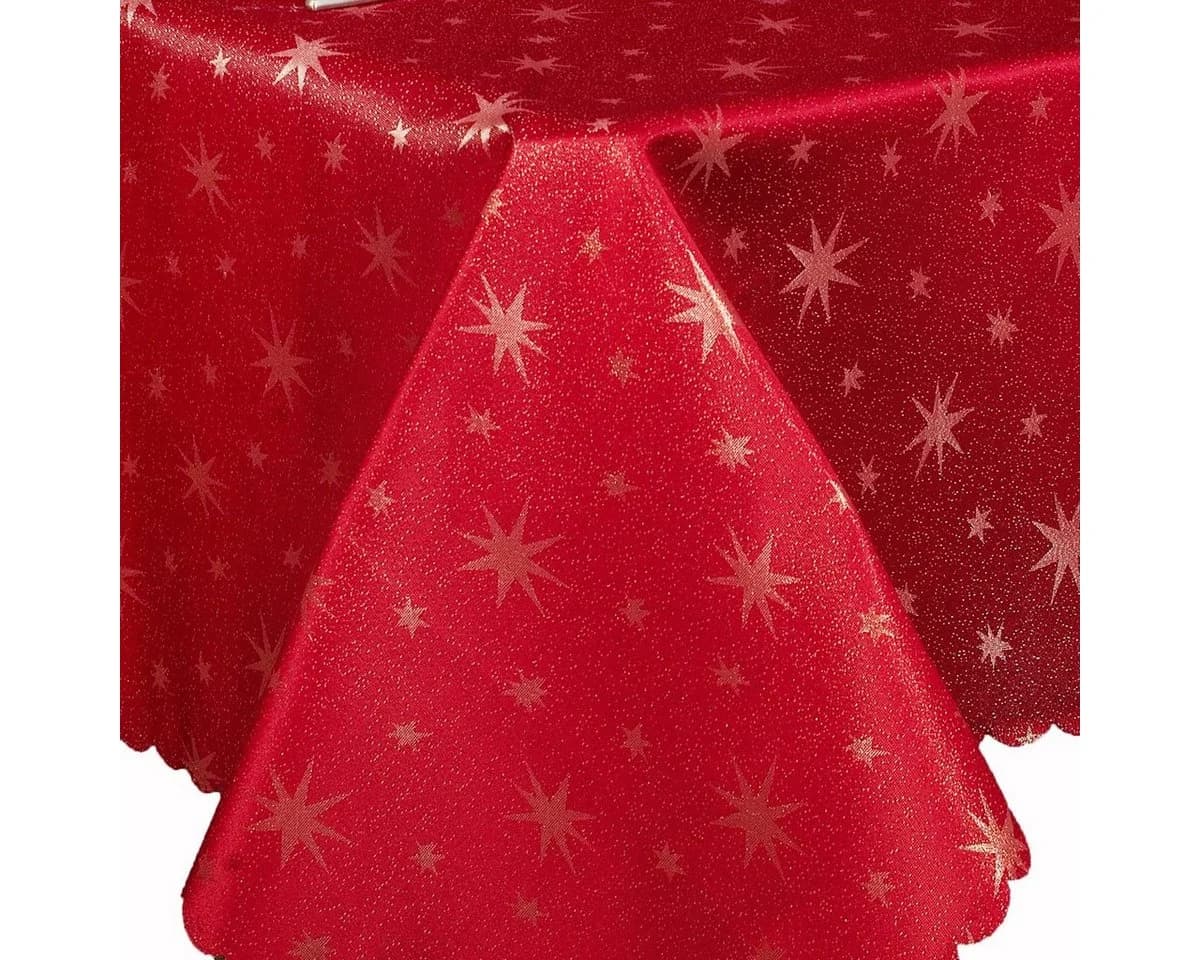 Brilliant Tischdecke Glitzer Sterne Rot Gold 90x90 Mitteldecke