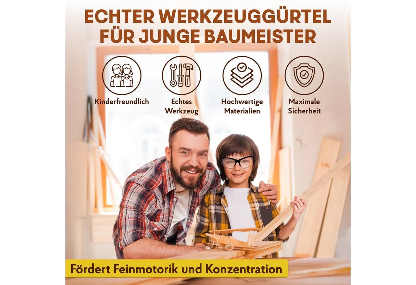 Eli Kinder-Werkzeug-Set 13-tlg. mit Gürtel, Brille & Handschuhen - Bild 3