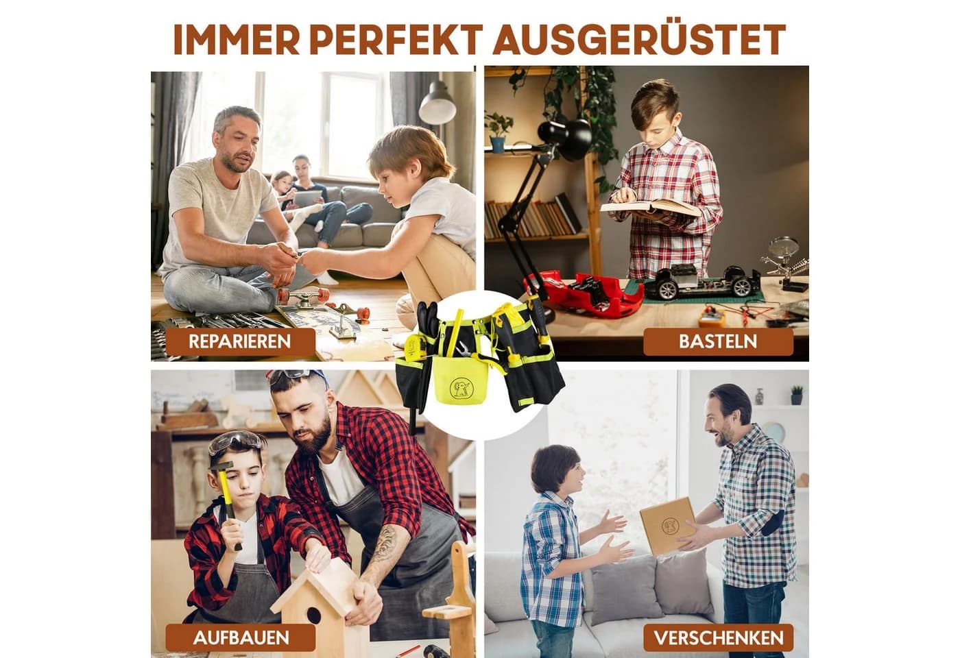 Eli Kinder-Werkzeug-Set 13-tlg. mit Gürtel, Brille & Handschuhen - Bild 5