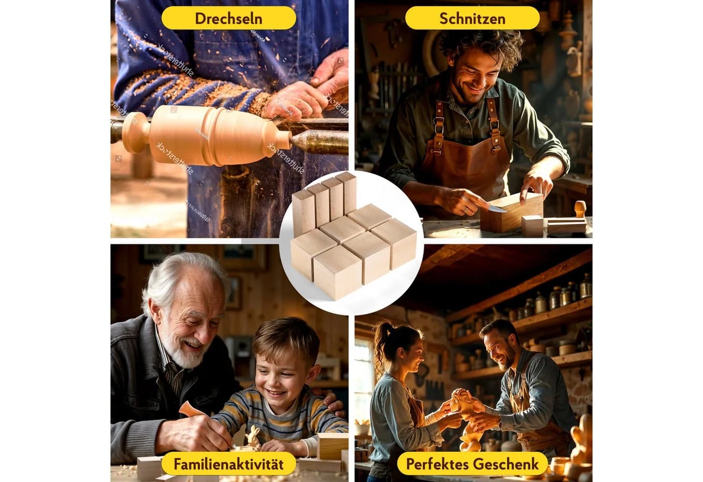 Eli Schnitzset Lindenholz Rohlinge Bastelset für Erwachsene und Kinder - Bild 4