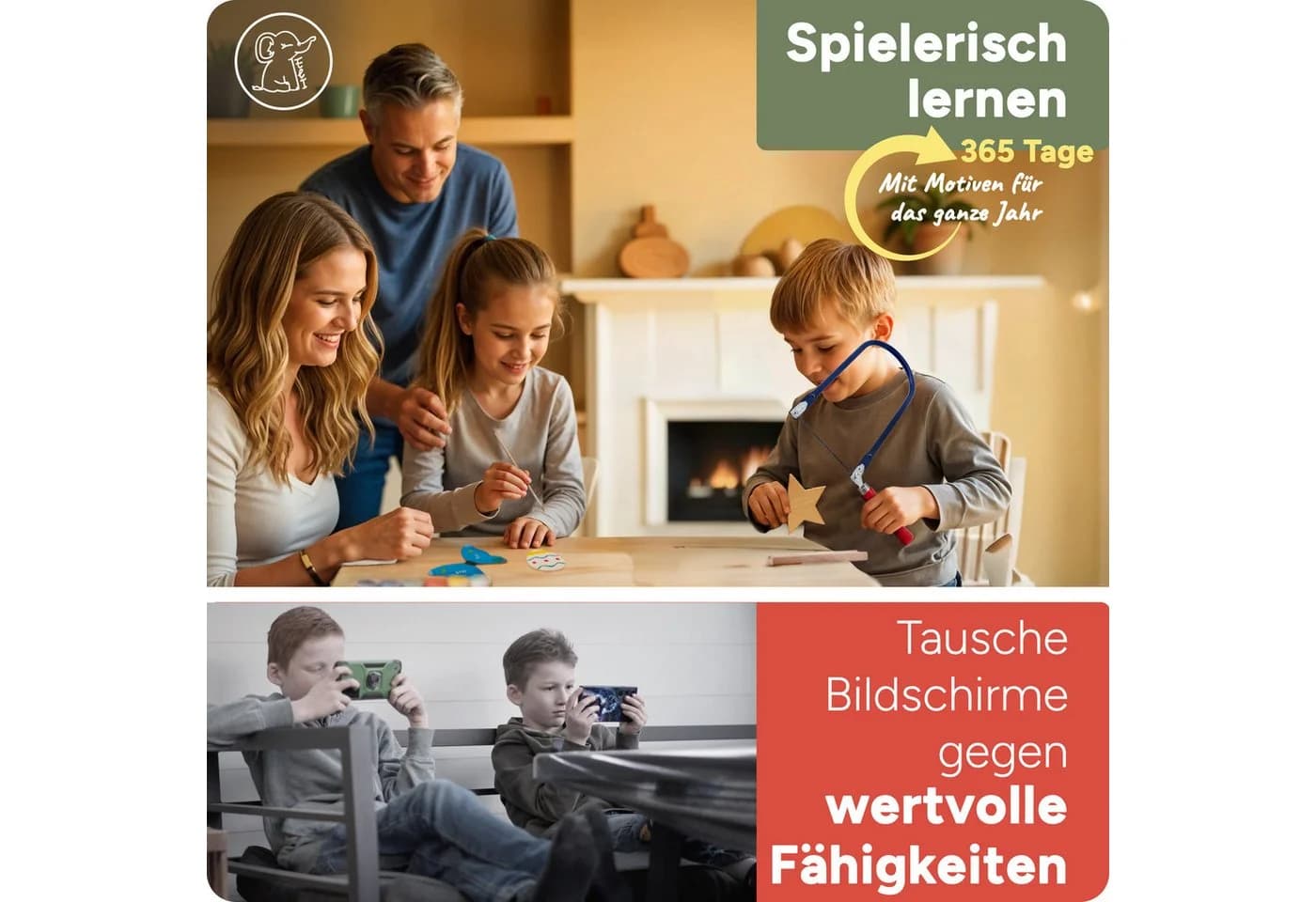 Eli Kinder-Werkzeug-Set Laubsäge 18-tlg. inkl. Holzplatten & Farbe - Bild 3