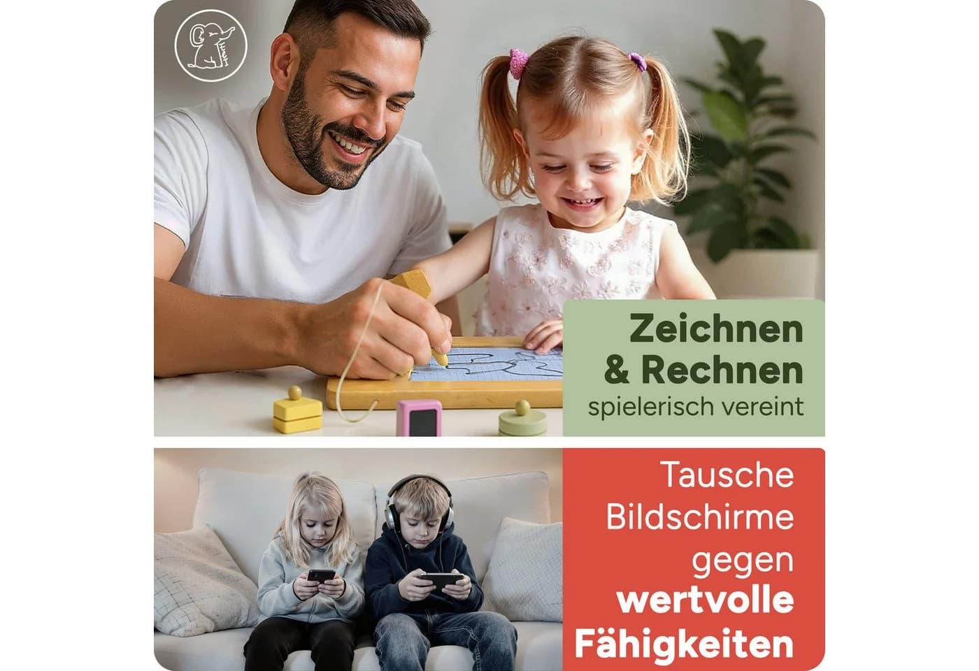 Eli Zaubertafel aus Holz für Kinder ab 2 Jahre inkl. Stempel und Malstift - Bild 3