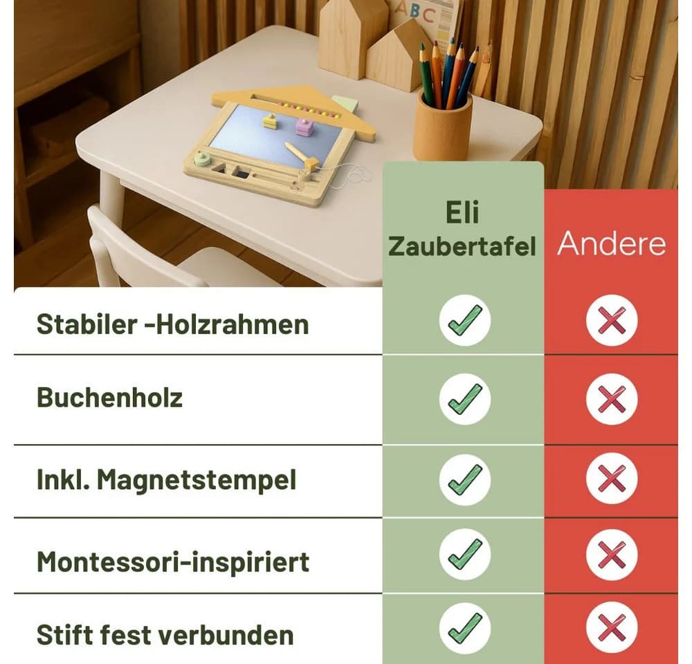Eli Zaubertafel aus Holz für Kinder ab 2 Jahre inkl. Stempel und Malstift - Bild 4