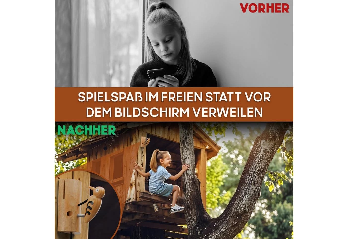 Eli Spielzeug-Gartenset Klingel aus Holz für Baumhaus - Bild 4