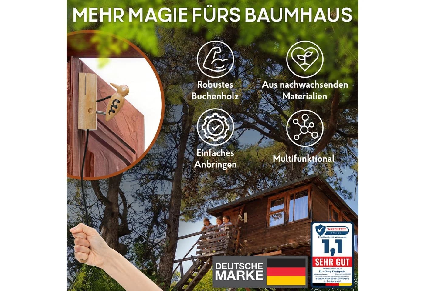 Eli Spielzeug-Gartenset Klingel aus Holz für Baumhaus - Bild 5