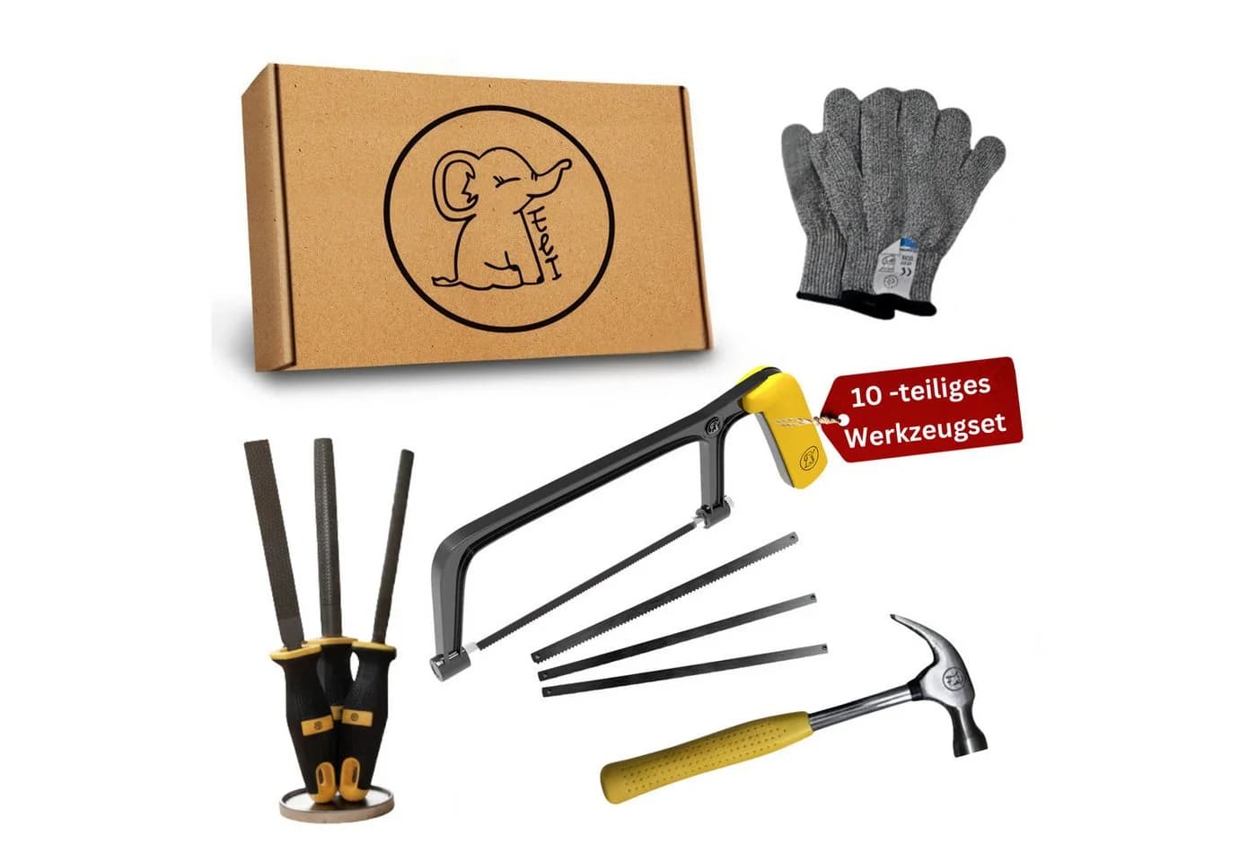Eli Kinder-Werkzeug-Set ab 6 Jahre inkl. Kindersäge, Hammer, Holzraspel, Schutzhandschuhe - Bild 2
