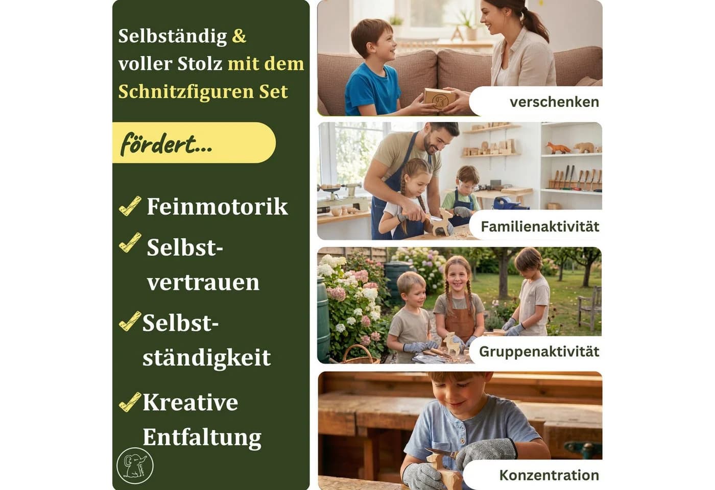 Eli Schnitzholz Set 10-tlg. Lindenholz Rohlinge mit Anleitung - Bild 3