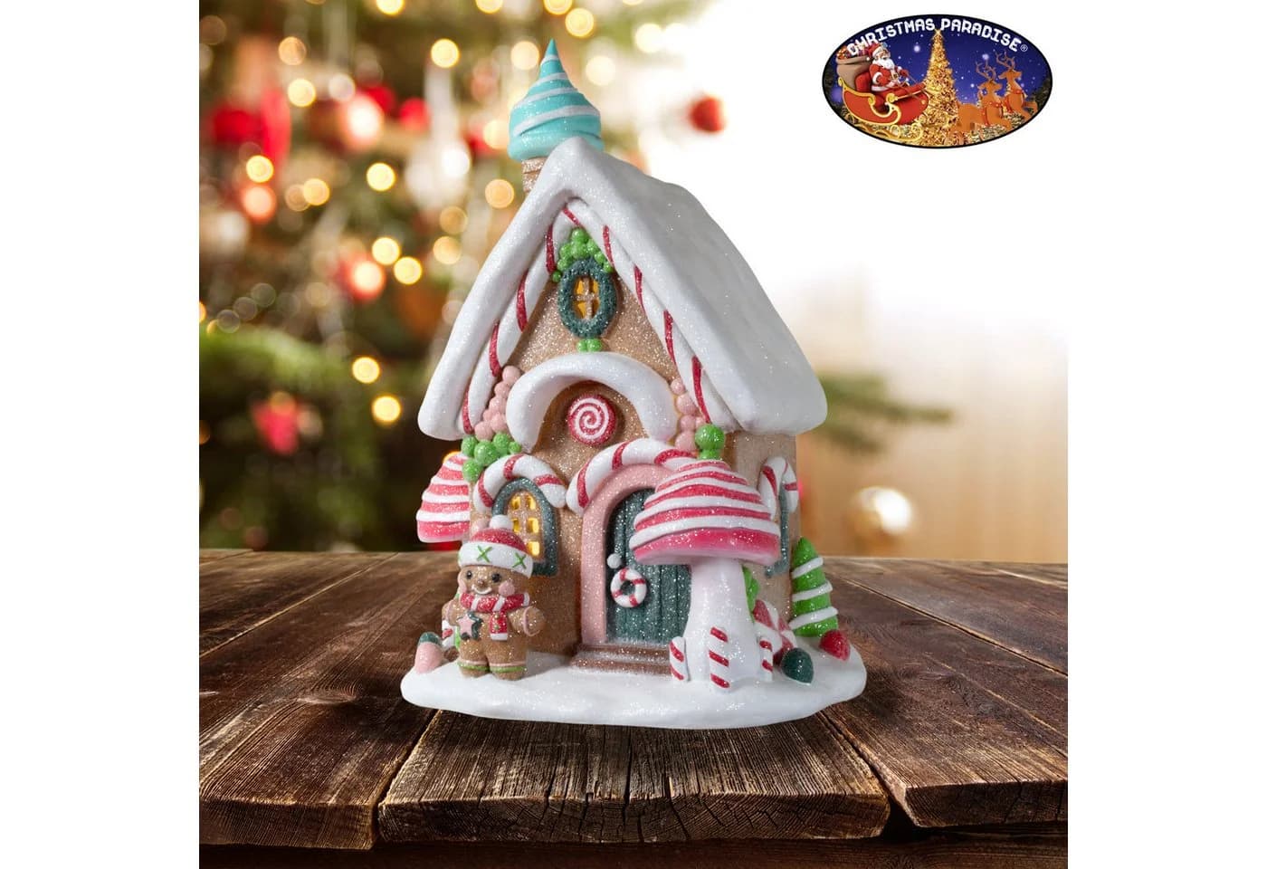 Christmas Paradise Lebkuchenhaus LED 30cm Bunt Pastellfarben - Bild 5