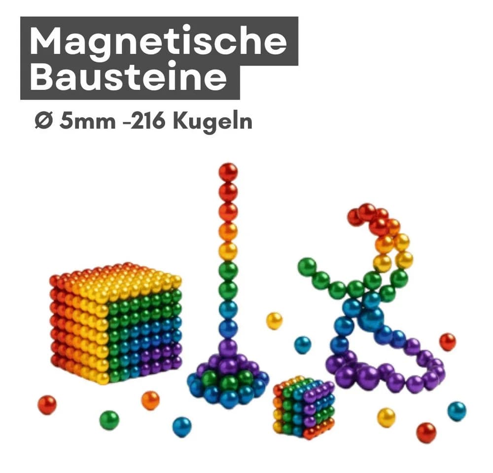 MaajeeKuto Magnetische Bausteine 216 Kugeln 5mm - Interaktives Desktop-Spielzeug - Bild 2