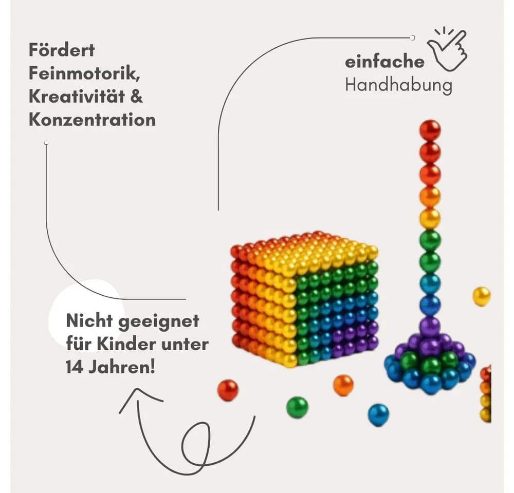 MaajeeKuto Magnetische Bausteine 216 Kugeln 5mm - Interaktives Desktop-Spielzeug - Bild 3
