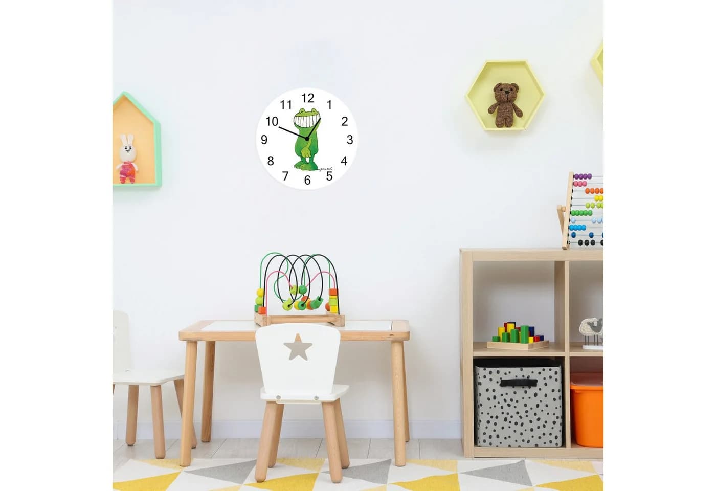 LuckyLinde Wanduhr Frosch JANOSCH Bunt Acrylglas