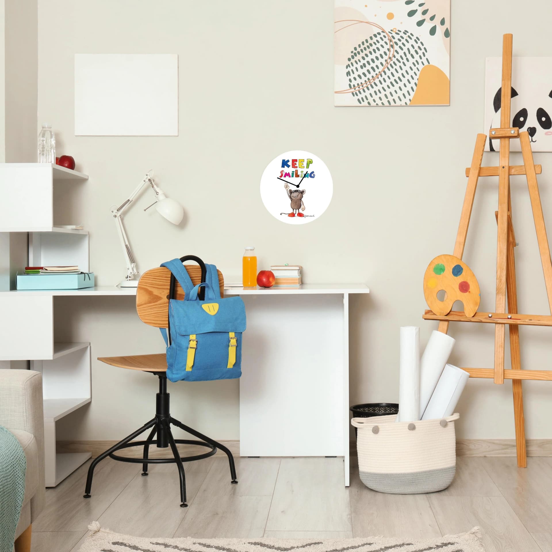 JANOSCH Wanduhr Kleine Maus Bunt Acrylglas