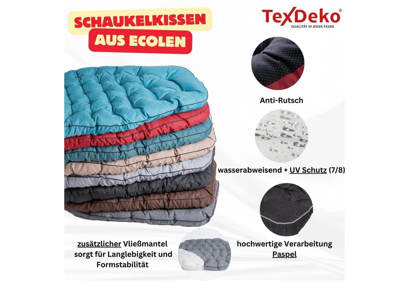 TexDeko Ecolen Hängesessel Kissen Grau Outdoor mit UV-Schutz - Bild 4