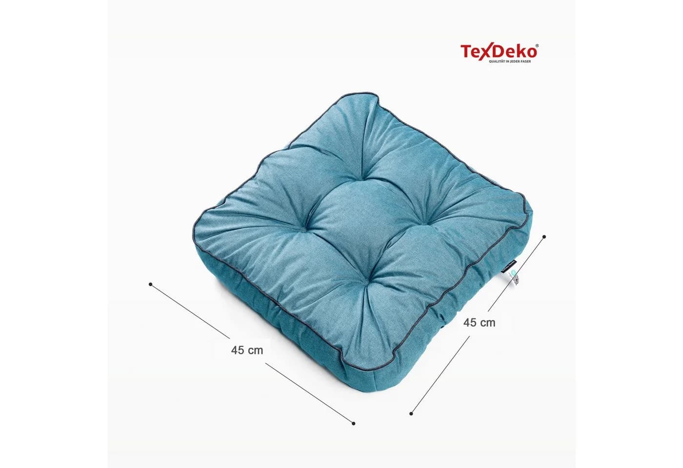 TexDeko Stuhlkissen Loungekissen 2-tlg. Set Gartenpolster UV-Beständig Türkis
