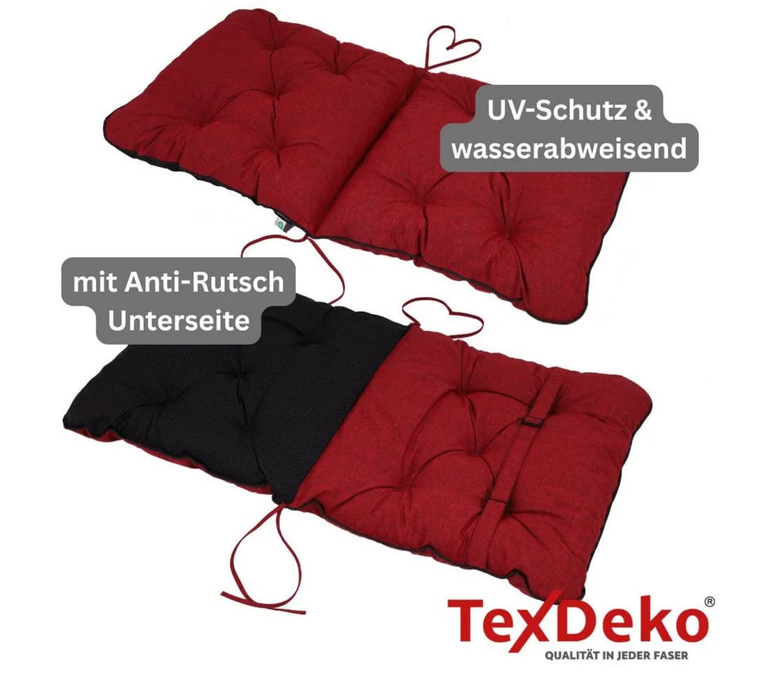 TexDeko Sitzauflage Gartenstuhl Bordeaux UV-beständig wasserabweisend - Bild 5