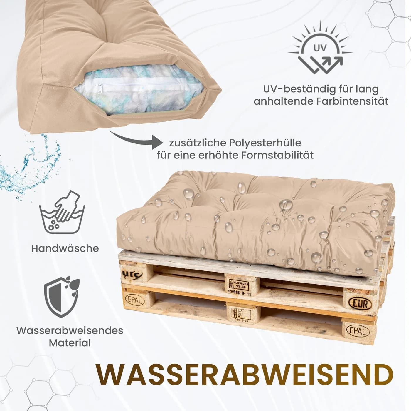 TexDeko Garden Rückenkissen wasserabweisend Braun Premium - Bild 5