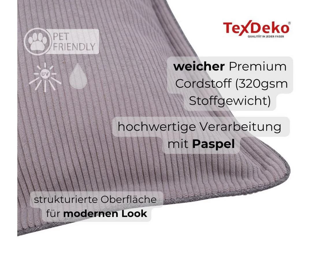 TexDeko Cord Rückenkissen Grau wasserabweisend - Bild 3