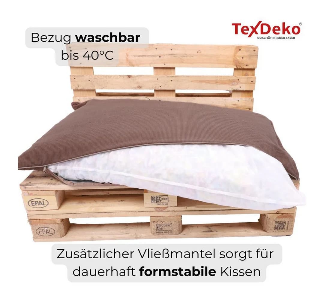 TexDeko Palettenkissen-Set Cord Braun wasserabweisend - Bild 5