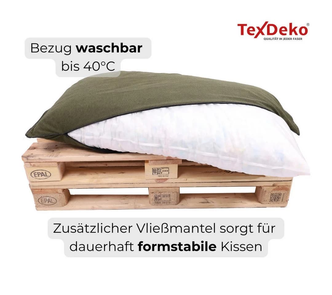 TexDeko Palettenkissen-Set 3-tlg. Grün wasserabweisend - Bild 5