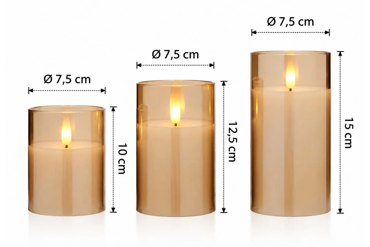 dasmöbelwerk LED-Kerzen Set 3-tlg. Bernstein mit Fernbedienung & Timer - Bild 4