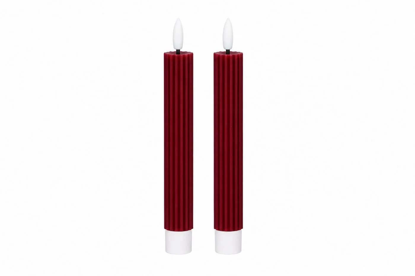dasmöbelwerk LED-Stabkerzen 2er Set Dunkelrot Timer
