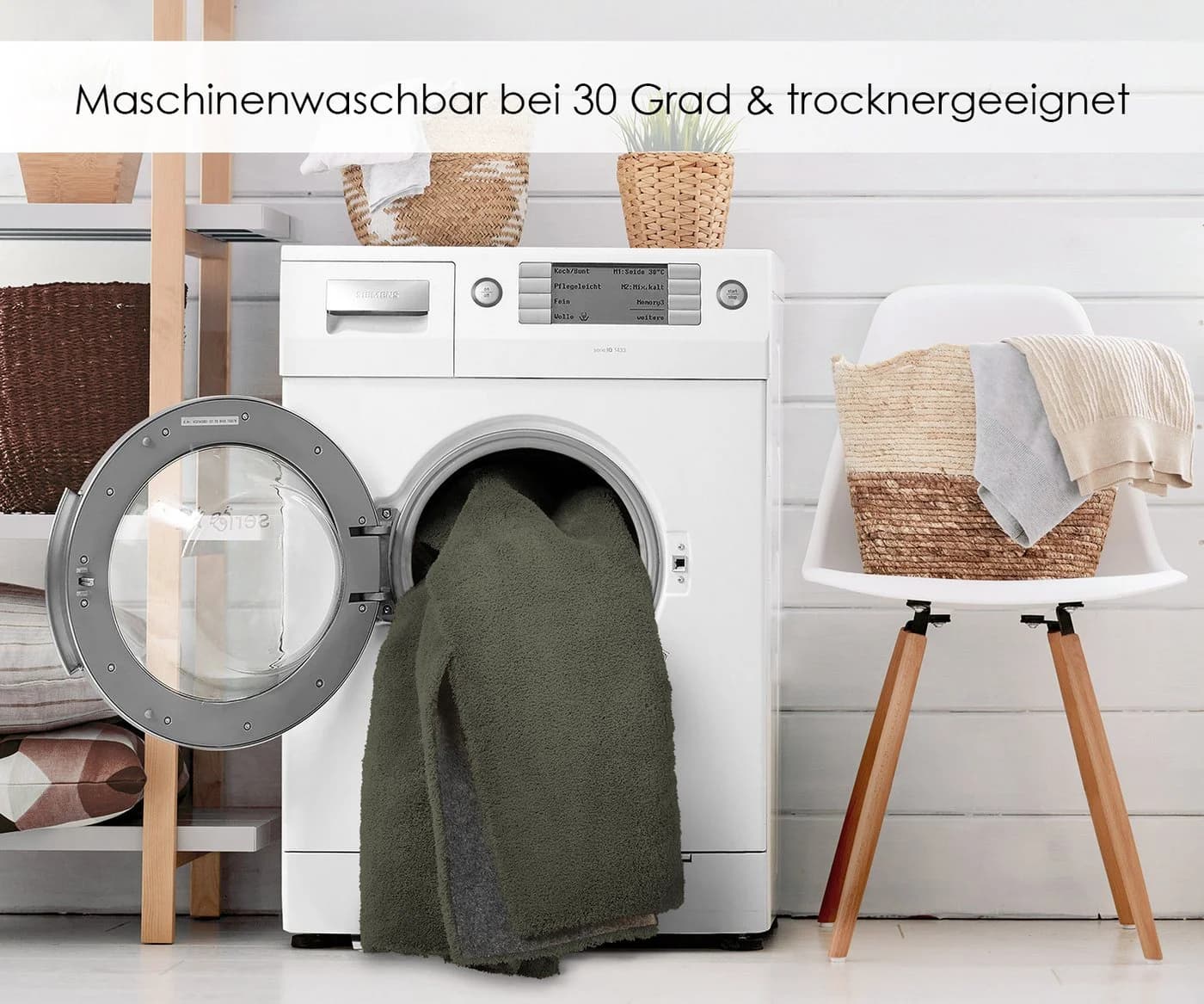 DomDeco Kurzflorteppich Grün Waschbar & Zuschneidbar - Bild 3