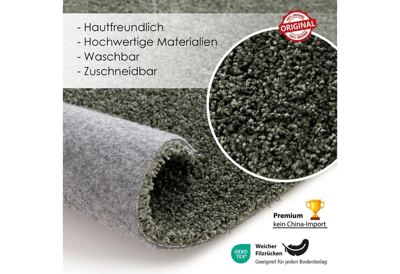 DomDeco Kurzflorteppich Grün Waschbar & Zuschneidbar - Bild 4