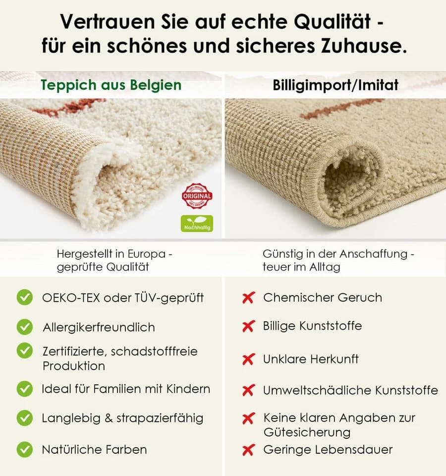 DomDeco Kurzflorteppich Grün Waschbar & Zuschneidbar - Bild 5