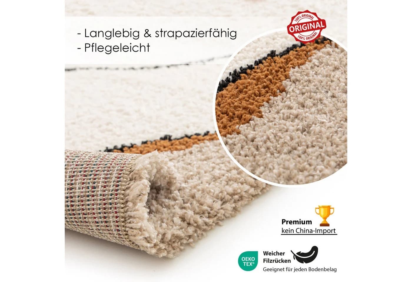 DomDeco Hochflorteppich Lunor Beige Modern - Bild 4