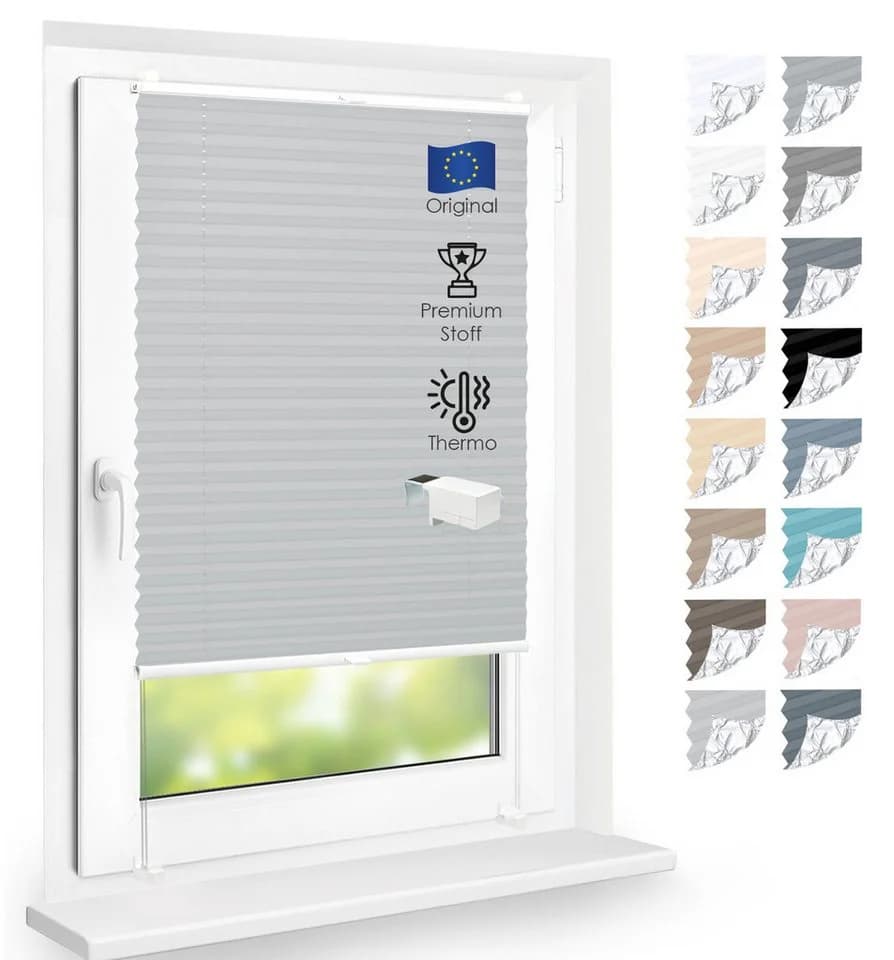 DomDeco Thermo-Plissee Grau Ohne Bohren Sichtschutz - Bild 2