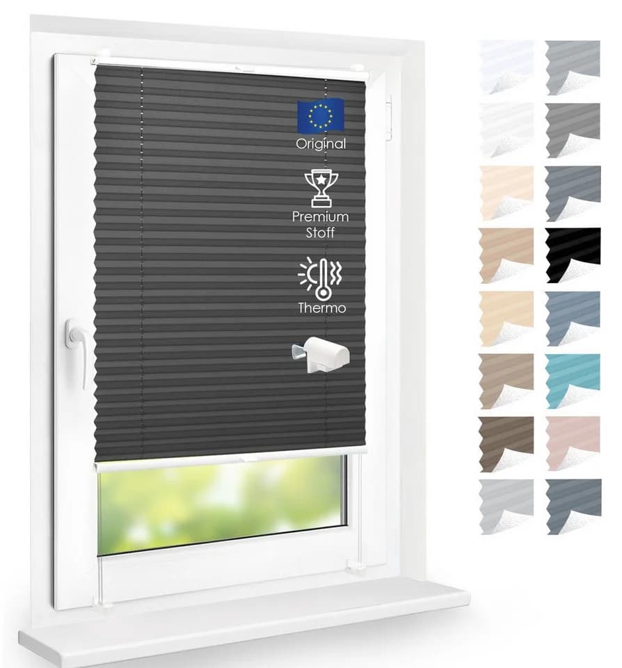 DomDeco Thermo-Plissee ohne Bohren Schwarz - Bild 2