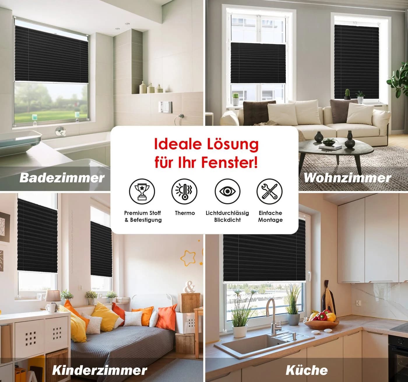 DomDeco Plissee Premium Thermo ohne Bohren Klemmfix - Bild 3