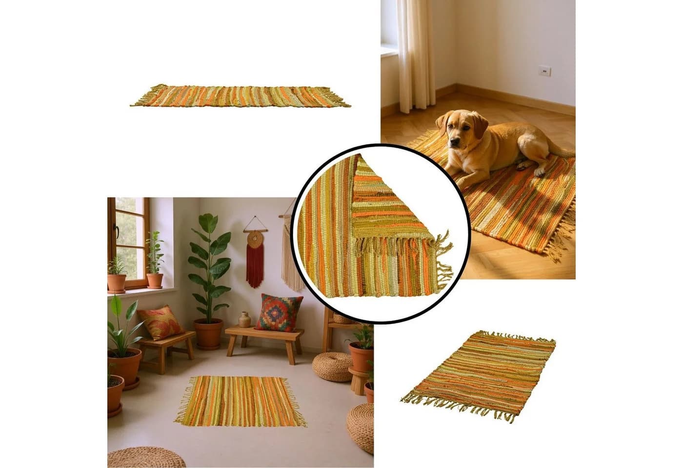 Marrakesch Orient & Mediterran Interior Badematte Callum Gelb Teppich 90x50cm Boho-Vorleger aus recycelter Baumwolle - Bild 4