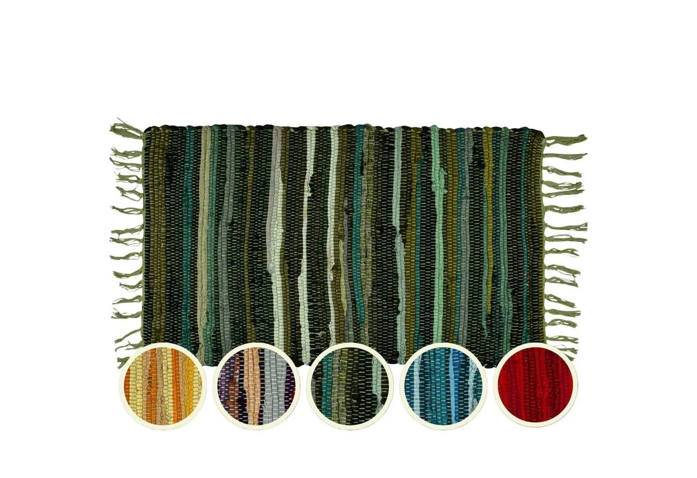Marrakesch Orient & Mediterran Interior Badematte Callum Grün Boho-Vorleger aus recycelter Baumwolle - Bild 2