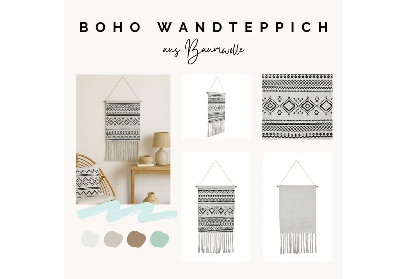 Marrakesch Orient & Mediterran Interior Wandteppich Calegora Schwarz Boho Ethno - Bild 5