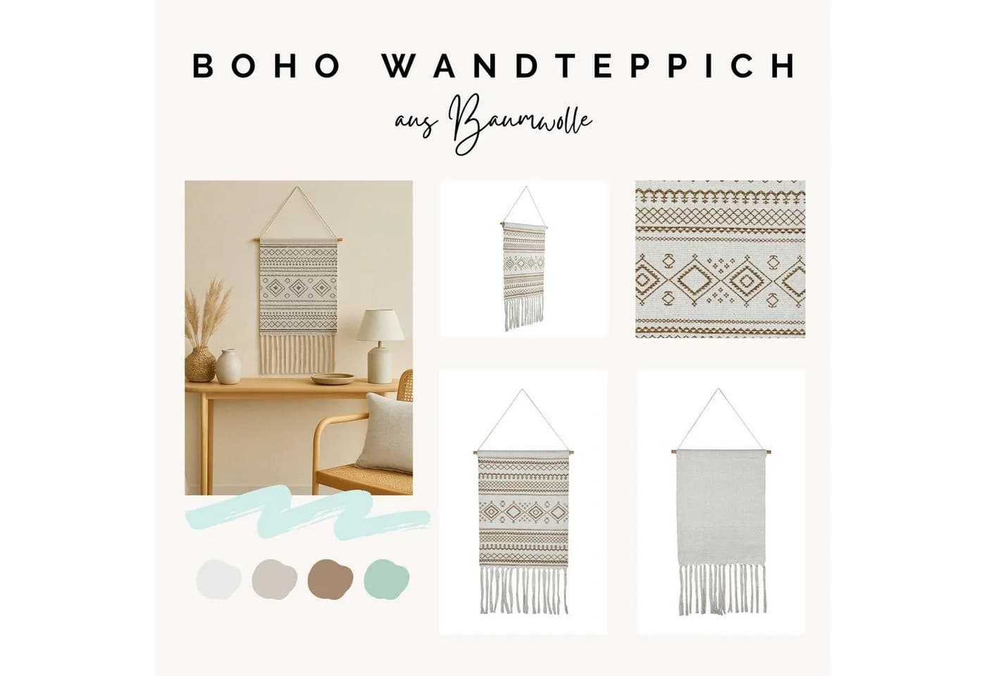 Marrakesch Orient & Mediterran Interior Wandbehang Calegora Boho Ethno Wanddeko Beige - Bild 5