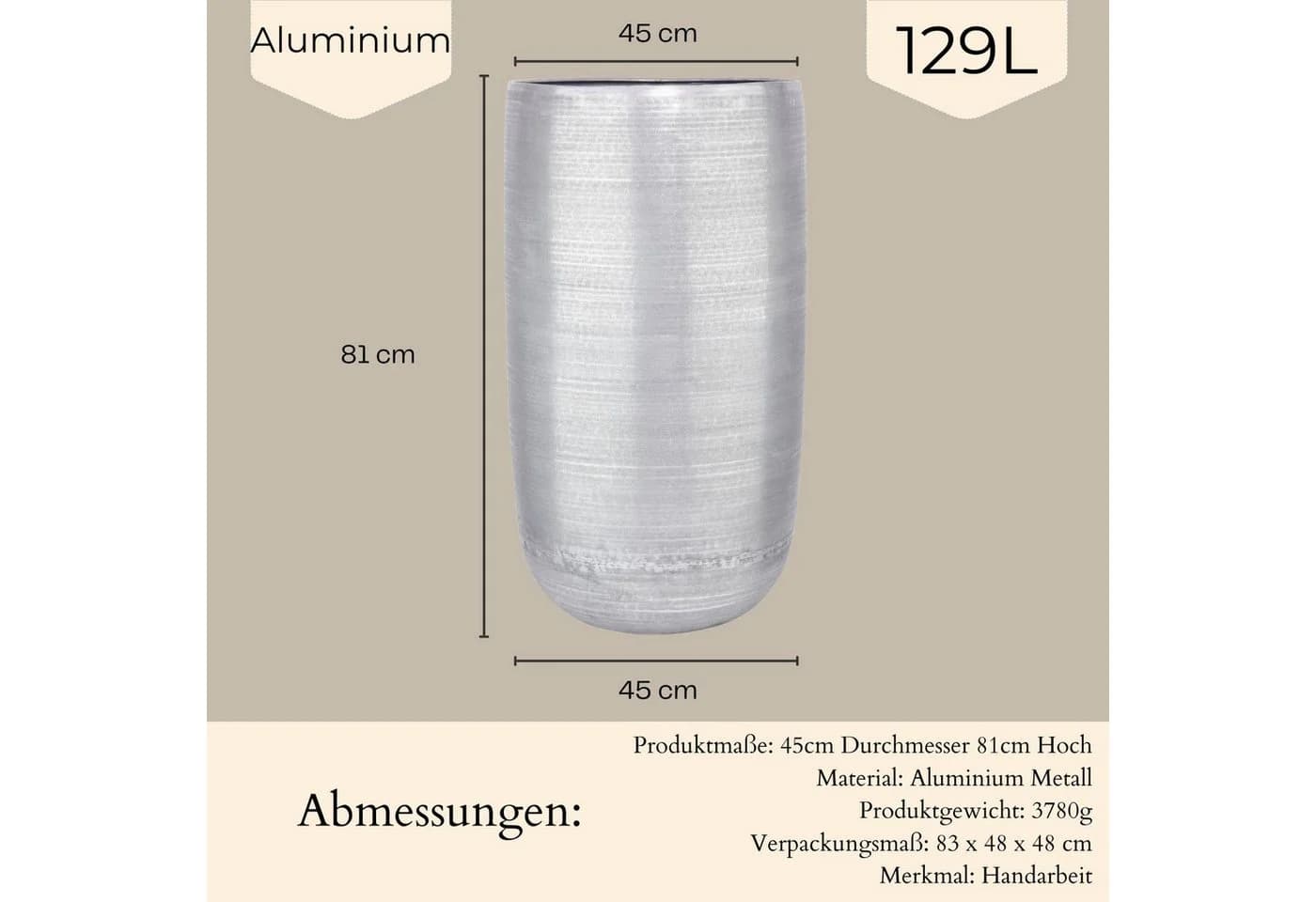 Marrakesch Orient & Mediterran Interior Pflanzkübel Camiel Silber Aluminium