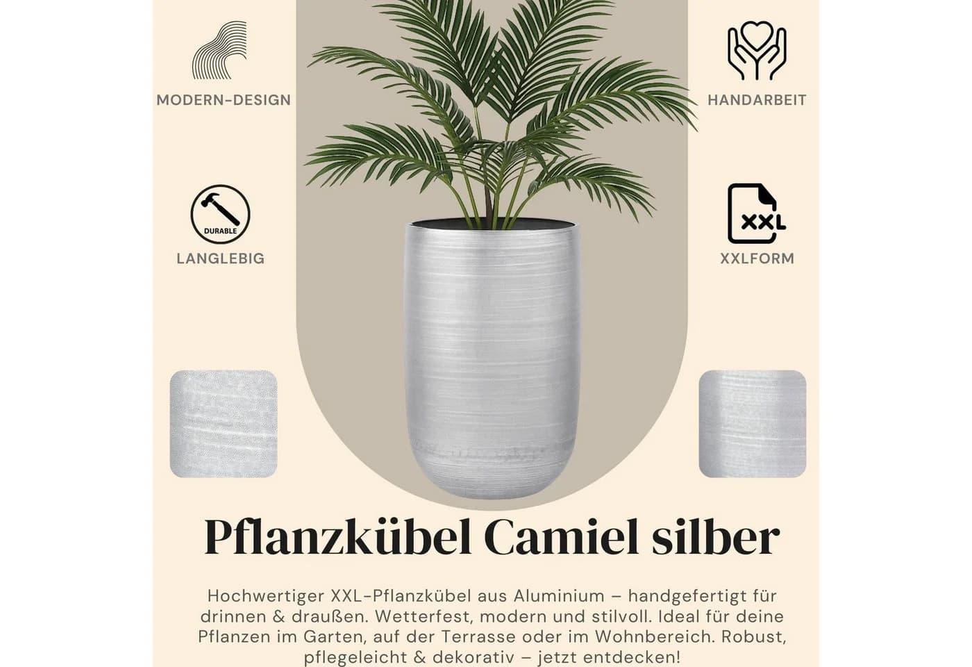 Marrakesch Orient & Mediterran Interior Pflanzkübel Camiel Silber Aluminium - Bild 3