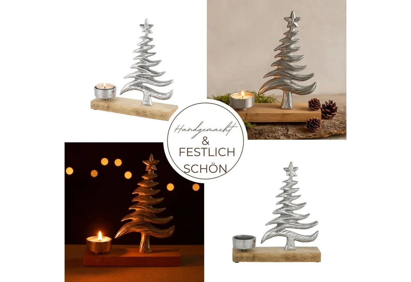 Marrakesch Orient & Mediterran Interior Teelichthalter Xmas 2 Silber Aluminium - Bild 5