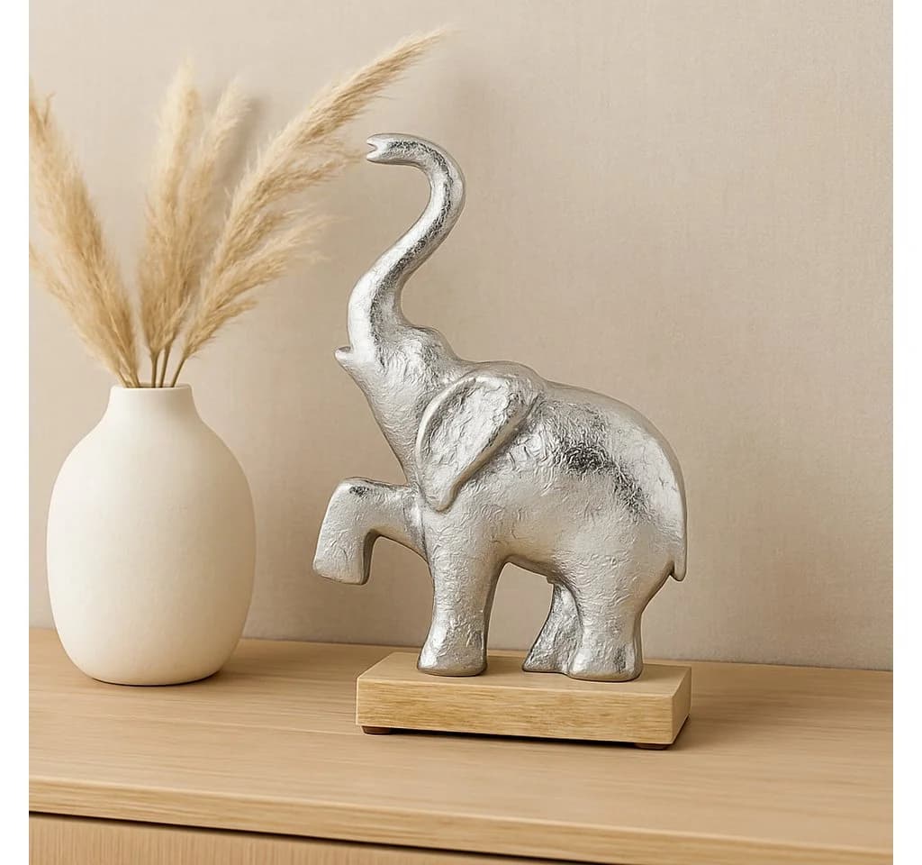 Marrakesch Orient & Mediterran Interior Dekofigur Elefant Silber Aluminium Handarbeit - Bild 4