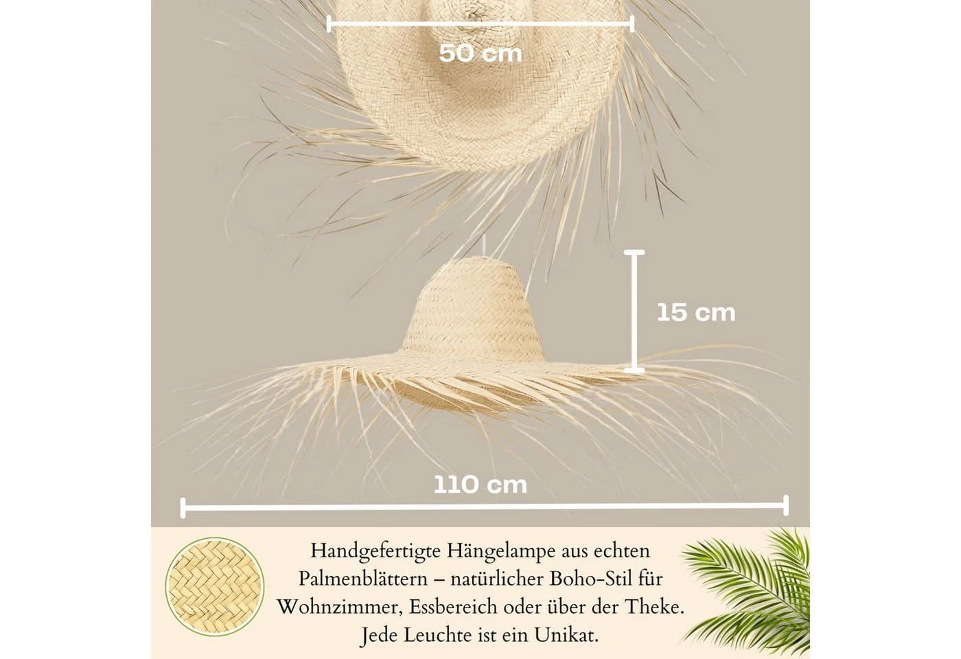 Marrakesch Orient & Mediterran Interior Pendelleuchte Toluca Palmenblatt Beige