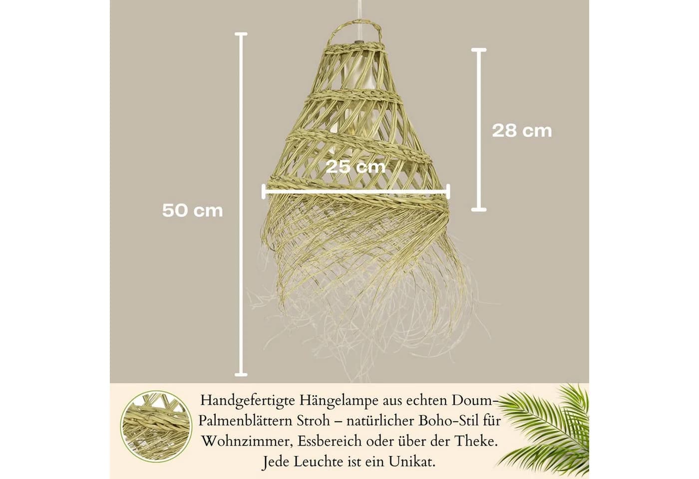 Marrakesch Orient & Mediterran Interior Pendelleuchte Bayamo Palmenblatt Boho - Bild 3