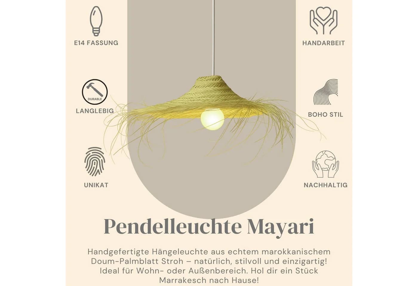 Marrakesch Orient & Mediterran Interior Pendelleuchte Mayari Boho Palmenblatt - Bild 4