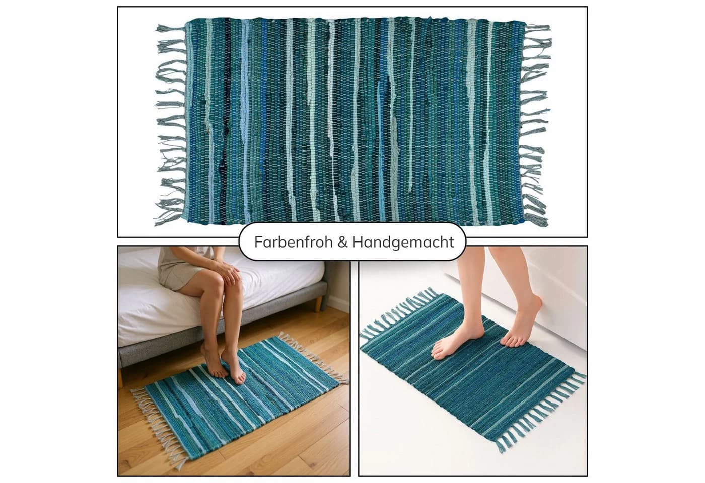 Marrakesch Orient & Mediterran Interior Badematte 3er Set Callum Blau Boho - Bild 3