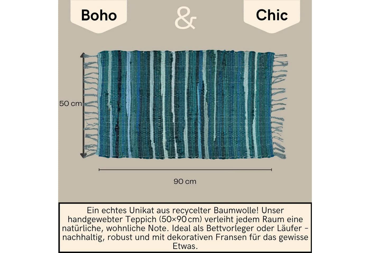 Marrakesch Orient & Mediterran Interior Badematte 3er Set Callum Blau Boho - Bild 5