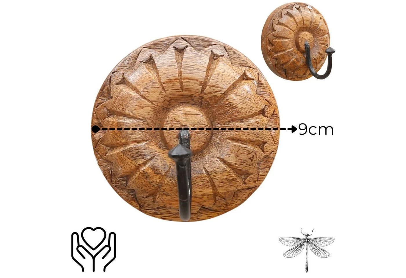 Marrakesch Orient & Mediterran Interior Handtuchhalter 3er Set Boho Haken Holz Metall - Bild 4